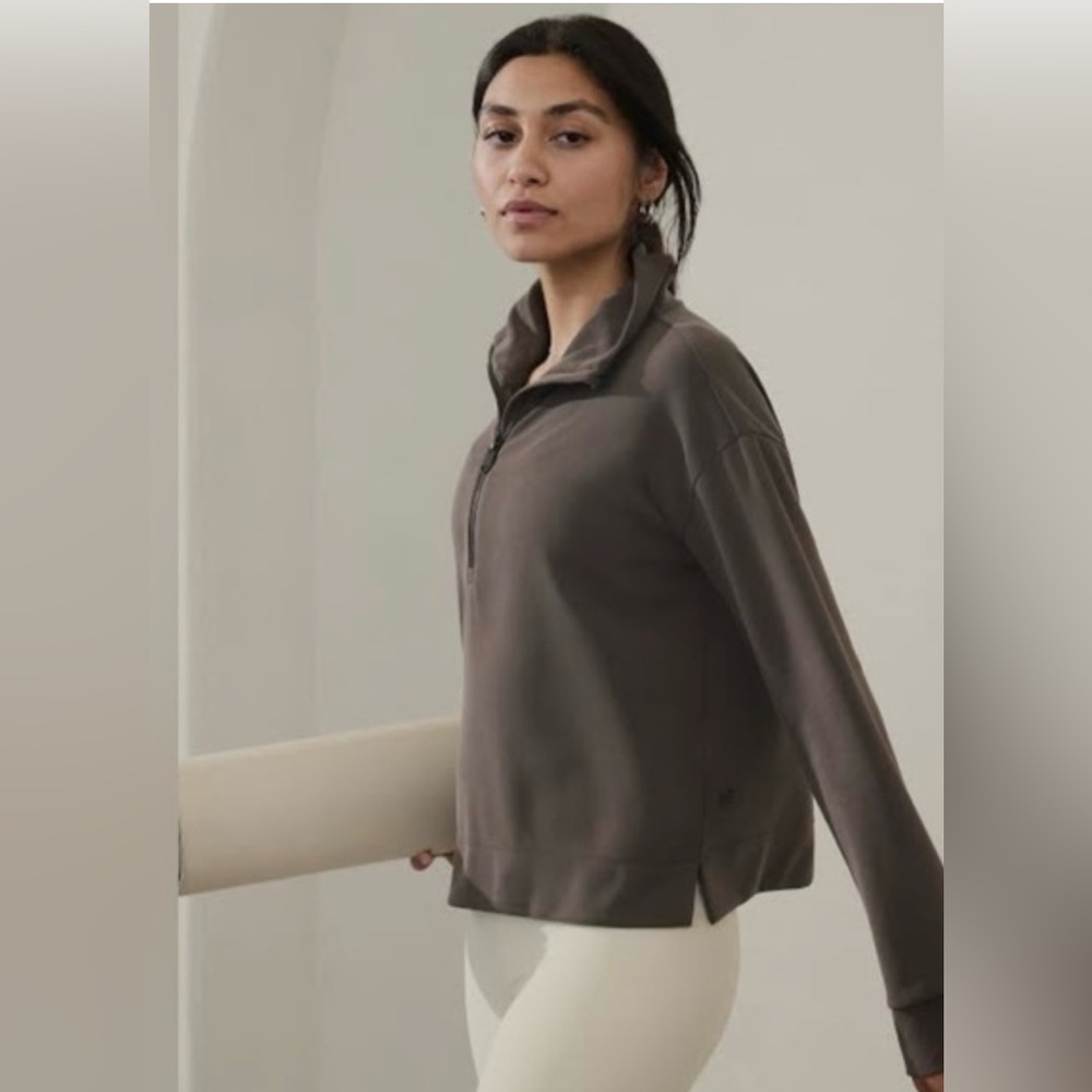 Athleta Women's brown Seasoft Quarter-Zip Pullover size Xsmall